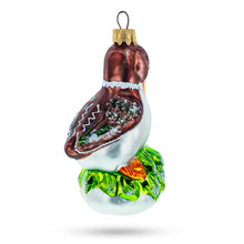 Load image into Gallery viewer, Brown Headed Duck on Grass Glass Christmas Ornament