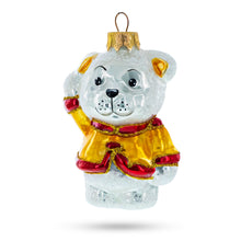 Load image into Gallery viewer, Polar Bear Cub Waving Glass Christmas Ornament