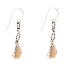 Load image into Gallery viewer, Astro Grey Wood Opal and Sterling Silver Drop Earrings