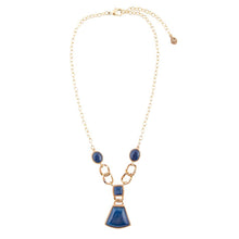 Load image into Gallery viewer, Athena Blue Agate Golden Statement Necklace