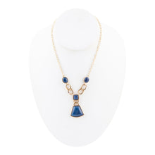 Load image into Gallery viewer, Athena Blue Agate Golden Statement Necklace