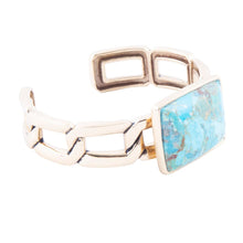 Load image into Gallery viewer, Athena Blue Turquoise Golden Cuff Bracelet