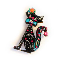 Load image into Gallery viewer, Retro Dapper Atomic Cat Brooch by Rosie Rose Parker