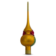 Load image into Gallery viewer, Santa with Angel on Orange Glass Christmas Tree Topper 11 Inches