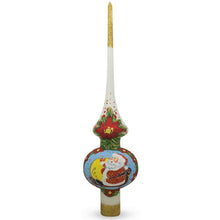 Load image into Gallery viewer, Santa on White Glass Christmas Tree Topper 11 Inches