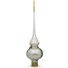 Load image into Gallery viewer, Angel Decorating Tree on White Glass Christmas Tree Topper 11 Inches
