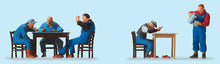 Load image into Gallery viewer, Preiser 10601 HO Scale US Railway Personnel - 5 Workers w/Tables &amp; Chairs