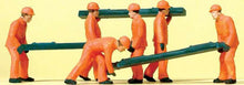 Load image into Gallery viewer, Preiser 14036 HO Scale Railroad Personnel -- Track Workers w/Ties pkg(6)