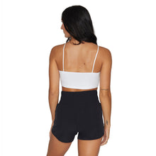 Load image into Gallery viewer, Cursive Lucky White Spaghetti Strap Crop Top