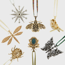 Load image into Gallery viewer, Sparkle snowflake ornament, black with opal