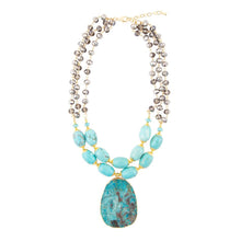 Load image into Gallery viewer, Baron Blue Turquoise Magnesite Pendant Statement Necklace