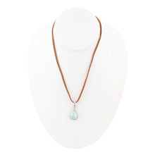 Load image into Gallery viewer, Basic Blue Larimar and Sterling Silver Pendant Leather Necklace