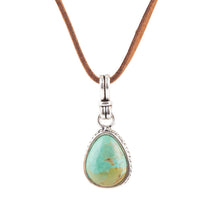Load image into Gallery viewer, Basic Turquoise and Sterling Silver Pendant Leather Necklace