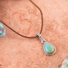 Load image into Gallery viewer, Basic Turquoise and Sterling Silver Pendant Leather Necklace