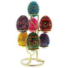 Load image into Gallery viewer, Gold Tone Metal Display Stand - Holds 7 Eggs Spheres 7.5 Inches Tall