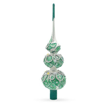 Load image into Gallery viewer, Dimensional Rope and Leaves on White Glass Christmas Tree Topper 12.5 Inches