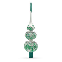 Load image into Gallery viewer, Dimensional Rope and Leaves on White Glass Christmas Tree Topper 12.5 Inches