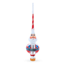 Load image into Gallery viewer, Santa in Red &amp; White Suit Glass Christmas Tree Topper 11 Inches