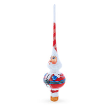 Load image into Gallery viewer, Santa in Red &amp; White Suit Glass Christmas Tree Topper 11 Inches