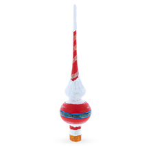Load image into Gallery viewer, Santa in Red &amp; White Suit Glass Christmas Tree Topper 11 Inches