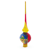 Load image into Gallery viewer, Holy Family on Red Glass Christmas Tree Topper 11 Inches