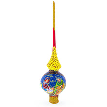 Load image into Gallery viewer, Holy Family on Red Glass Christmas Tree Topper 11 Inches