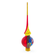 Load image into Gallery viewer, Holy Family on Red Glass Christmas Tree Topper 11 Inches
