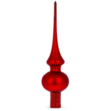 Load image into Gallery viewer, Matte Red with Sparkling Top Glass Christmas Tree Topper 11 Inches