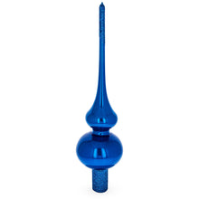 Load image into Gallery viewer, Glossy Blue with Sparkling Top Glass Christmas Tree Topper 11 Inches