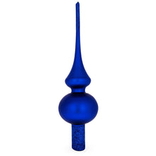 Load image into Gallery viewer, Matte Blue with Sparkling Top Glass Christmas Tree Topper 11 Inches