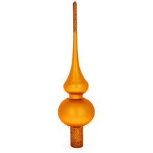 Load image into Gallery viewer, Matte Orange with Sparkling Top Glass Christmas Tree Topper 11 Inches