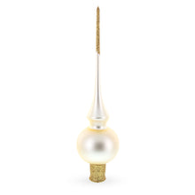 Load image into Gallery viewer, Matte Beige with Sparkling Top Glass Christmas Tree Topper 11 Inches