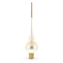 Load image into Gallery viewer, Matte Beige with Sparkling Top Glass Christmas Tree Topper 11 Inches