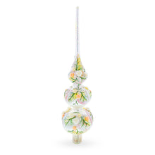 Load image into Gallery viewer, Pink and White Roses Bouquet on Double Ball Glass Christmas Tree Topper 12.5 Inches