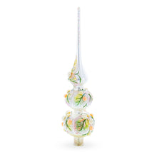 Load image into Gallery viewer, Pink and White Roses Bouquet on Double Ball Glass Christmas Tree Topper 12.5 Inches