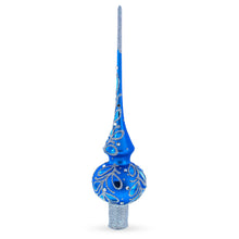 Load image into Gallery viewer, Blue Paisley Mouth Glass Christmas Tree Topper 11 Inches