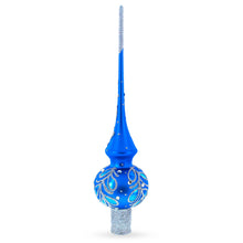 Load image into Gallery viewer, Blue Paisley Mouth Glass Christmas Tree Topper 11 Inches