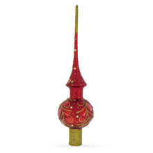 Load image into Gallery viewer, Red Paisley Glass Christmas Tree Topper 11 Inches