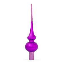 Load image into Gallery viewer, Solid Purple with Sparkling Top Glass Christmas Tree Topper 11 Inches