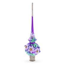 Load image into Gallery viewer, Dimensional Roses on PurpleGlass Christmas Tree Topper 11 Inches