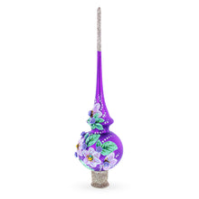 Load image into Gallery viewer, Dimensional Roses on PurpleGlass Christmas Tree Topper 11 Inches