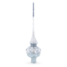 Load image into Gallery viewer, Dimensional White Jewels on Speckled Silver Glass Christmas Tree Topper 11 Inches
