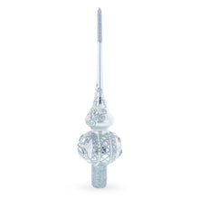 Load image into Gallery viewer, White Jewels Star on Glossy Silver Glass Christmas Tree Topper 11 Inches