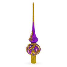 Load image into Gallery viewer, Gold and White Jewels on Purple Glass Tree Topper