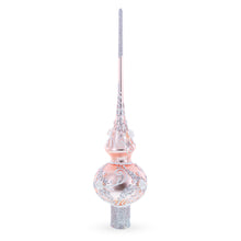 Load image into Gallery viewer, Silver Swirls on Metallic Rose Pink Glass Tree Topper