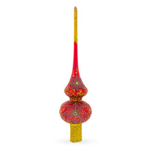 Load image into Gallery viewer, Radiant Jeweled Snowflake on Red Glass Christmas Tree Topper 11 Inches