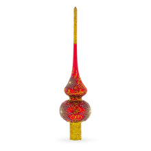 Load image into Gallery viewer, Radiant Jeweled Snowflake on Red Glass Christmas Tree Topper 11 Inches