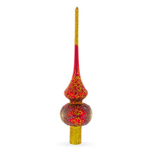 Load image into Gallery viewer, Radiant Jeweled Snowflake on Red Glass Christmas Tree Topper 11 Inches