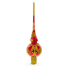 Load image into Gallery viewer, Luxurious Crimson Red with Golden Glitter Glass Christmas Tree Topper