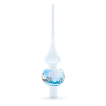 Load image into Gallery viewer, Winter Wonderland Scene with Sparkling Snow Glass Christmas Tree Topper 11 Inches